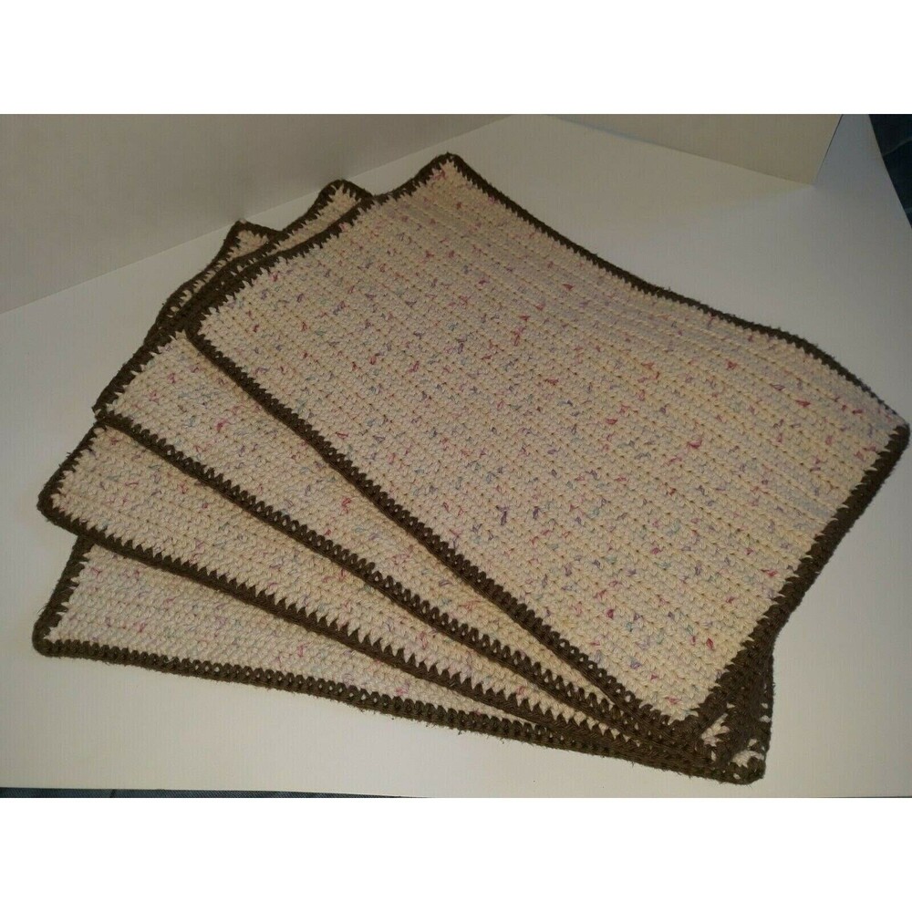 Set of 4 Handmade Rectangular Hand Crocheted Place Mats - 16×10